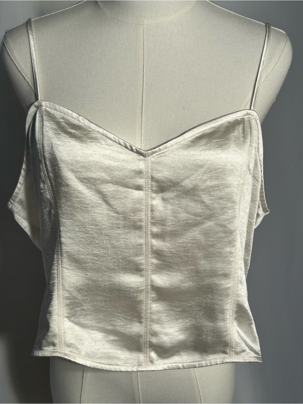 Open Edit Ivory Satin Corset Cami Top Cream Size XL Nordstrom Back Zip Layering